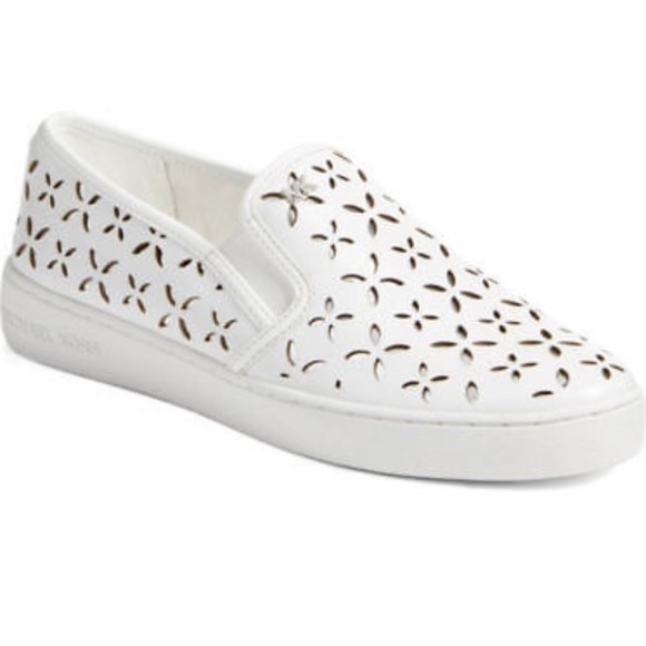 Michael Kors Shoes - Michael Kors Keaton Laser Cut Slip On Shoes - White